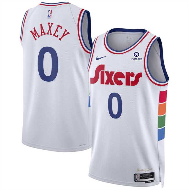 Men%27s Philadelphia 76ers #0 Tyrese Maxey White 2024-25 City Edition Stitched Jersey Dzhi->orlando magic->NBA Jersey